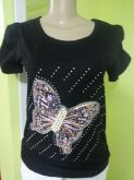 Blusa Baby look borboleta de pérola
